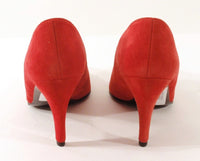 CHARLES JOURDAN Paris Red-Orange Suede Heels Size 7 1/2