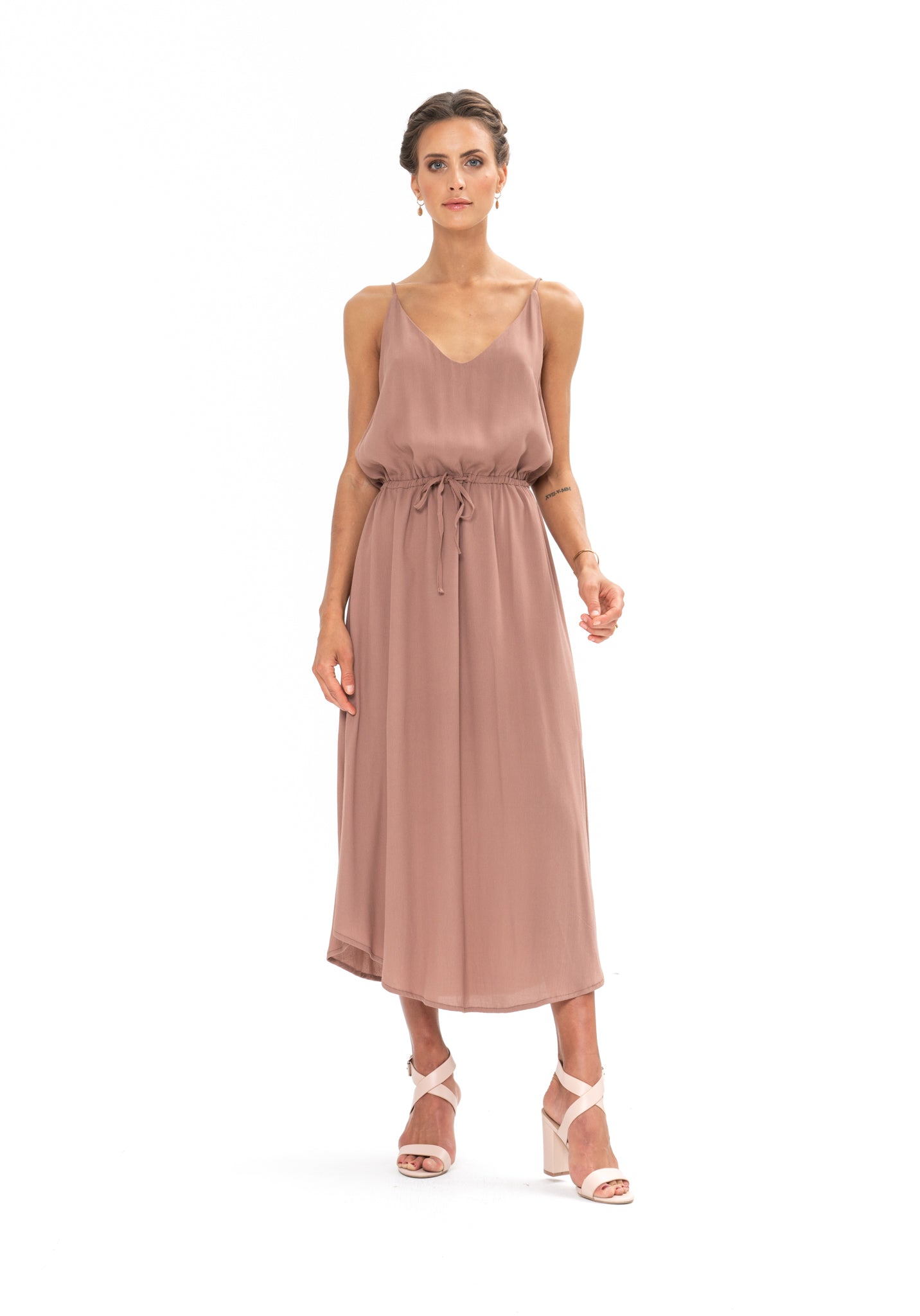 Drawstring Dress - Ibiza Brown – evolutionbridesmaids