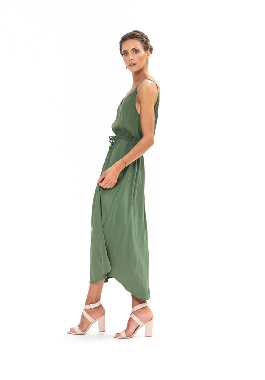 Drawstring Dress - Olive Green – evolutionbridesmaids