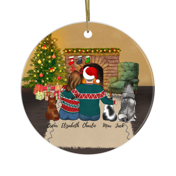 couple with 2 cats ornament