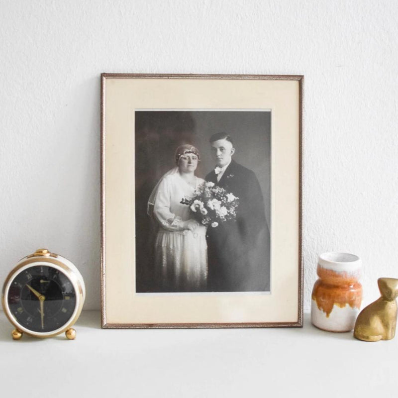 Hochzeitsfoto Schwarz Weiss Gerahmt Mit Goldrahmen 40er Jahre