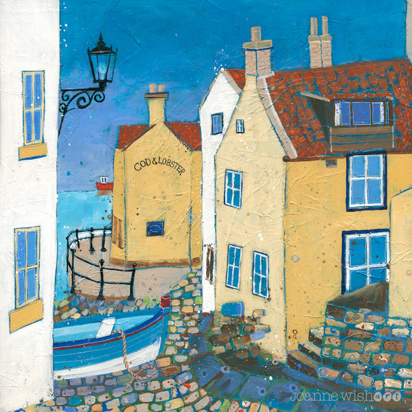 A painting of the Cod & lobster Pub in Staithes