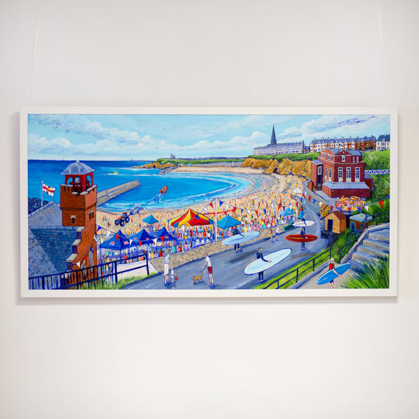 Cullercoats Harbour Day Painting from the Joanne Wishart Gallery