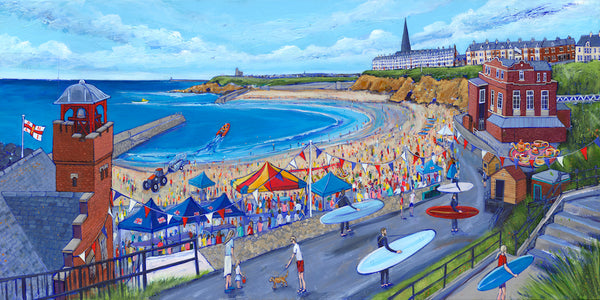 Cullercoats Harbour Day Painting by Joanne Wishart