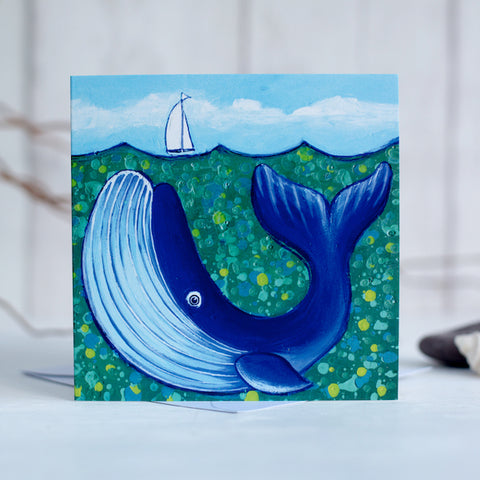 Big Blue Whale  Greetings card by Joanne Wishart Draw the oceans challenge