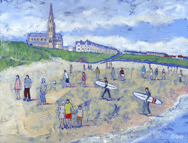 Summer at Longsands painting of Tynemouth Beach 