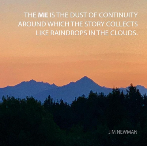The me is the dust of continuity around which the story collects like raindrops in the clouds