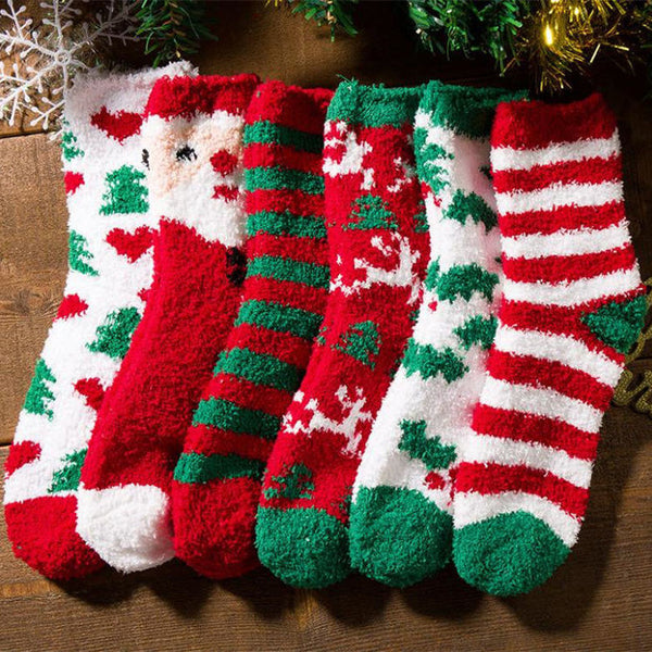 Christmas Fluffy Socks, 3-Pair Pack – Dabolly