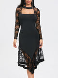 Sexy Lace Long Sleeve Midi Dress