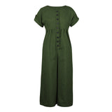 Summer Cotton Linen Solid Color Jumpsuit