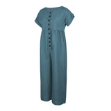 Summer Cotton Linen Solid Color Jumpsuit