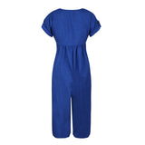 Summer Cotton Linen Solid Color Jumpsuit