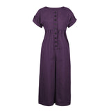 Summer Cotton Linen Solid Color Jumpsuit