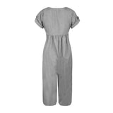 Summer Cotton Linen Solid Color Jumpsuit