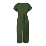 Summer Cotton Linen Solid Color Jumpsuit