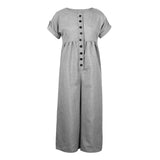 Summer Cotton Linen Solid Color Jumpsuit