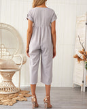 Summer Cotton Linen Solid Color Jumpsuit