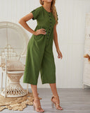 Summer Cotton Linen Solid Color Jumpsuit