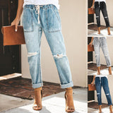 Casual Street Hipster Cotton Straight Pants Women's Jeans