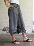 Solid Casual Loose High Waist Wide Leg Pants For Women