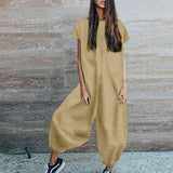 Solid Color Cotton Linen Jumpsuits