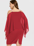 Solid Color Plus Size Chiffon Midi Dress S-5XL