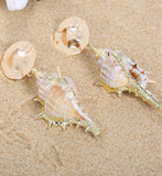 Bohemian Natural Gold-plated Conch  Beach Wind Earrings