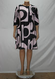 Printed Back Zip Round Neck Sleeve Plus Size Dress L-4XL