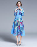 Fashion Baroque Style Lapel Print Dress