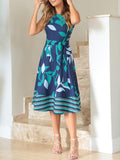 Plus Size Print Sleeveless Midi Dress S-5XL