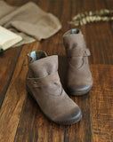 Literary retro soft bottom Martin boots_gray