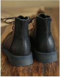 Cowhide handmade lace-up Martin boots_black