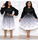 Multi-layer Stitching Gradient Print Plus Size Dress