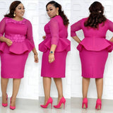 3D Rose Stitching Mesh Plus Size Dress