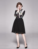 New Fashion Slim Fit Pleated Panel Print Dress