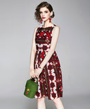 Abstract Sleeveless Print Dress Flower Mini Dress