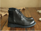 Cowhide handmade lace-up Martin boots_black