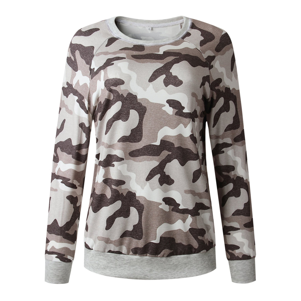 Camouflage Round Neck Sweatshirt-2color