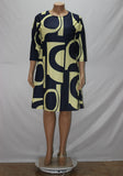 Printed Back Zip Round Neck Sleeve Plus Size Dress L-4XL