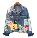 Abstract Doodle Sequined Denim Jacket