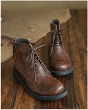 British style retro lace Martin boots_brown