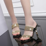 Gretel Rhinestone Sandals-Black