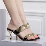 Gretel Rhinestone Sandals-Black