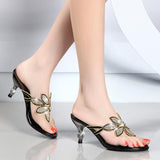 Grace Rhinestone Sandals-Black