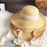 Hand-woven Lace Lace-up Straw Hat