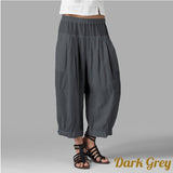 Loose Solid Color Elastic Waist Casual Wide-leg Pants