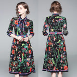 Mid-sleeve Fashion Print Slim Wild A-line Dress