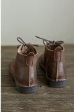 Cowhide vintage lace-up soft Martin boots_brown