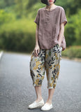 Literary Retro Loose Linen Cropped Trousers