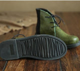 Cowhide handmade lace-up Martin boots_green